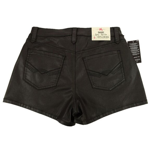 Idyllwind Black Gypsy High Rise Coated Lace-Up Shorts Size 10 - Picture 2 of 4